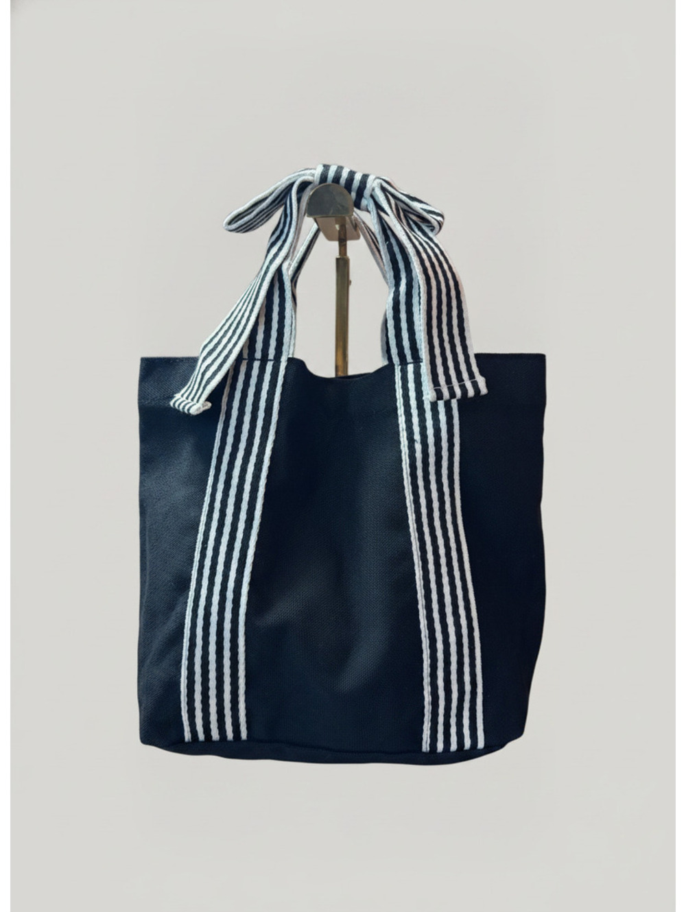 Striped Canvas Tote Bag Bow Handle Bag